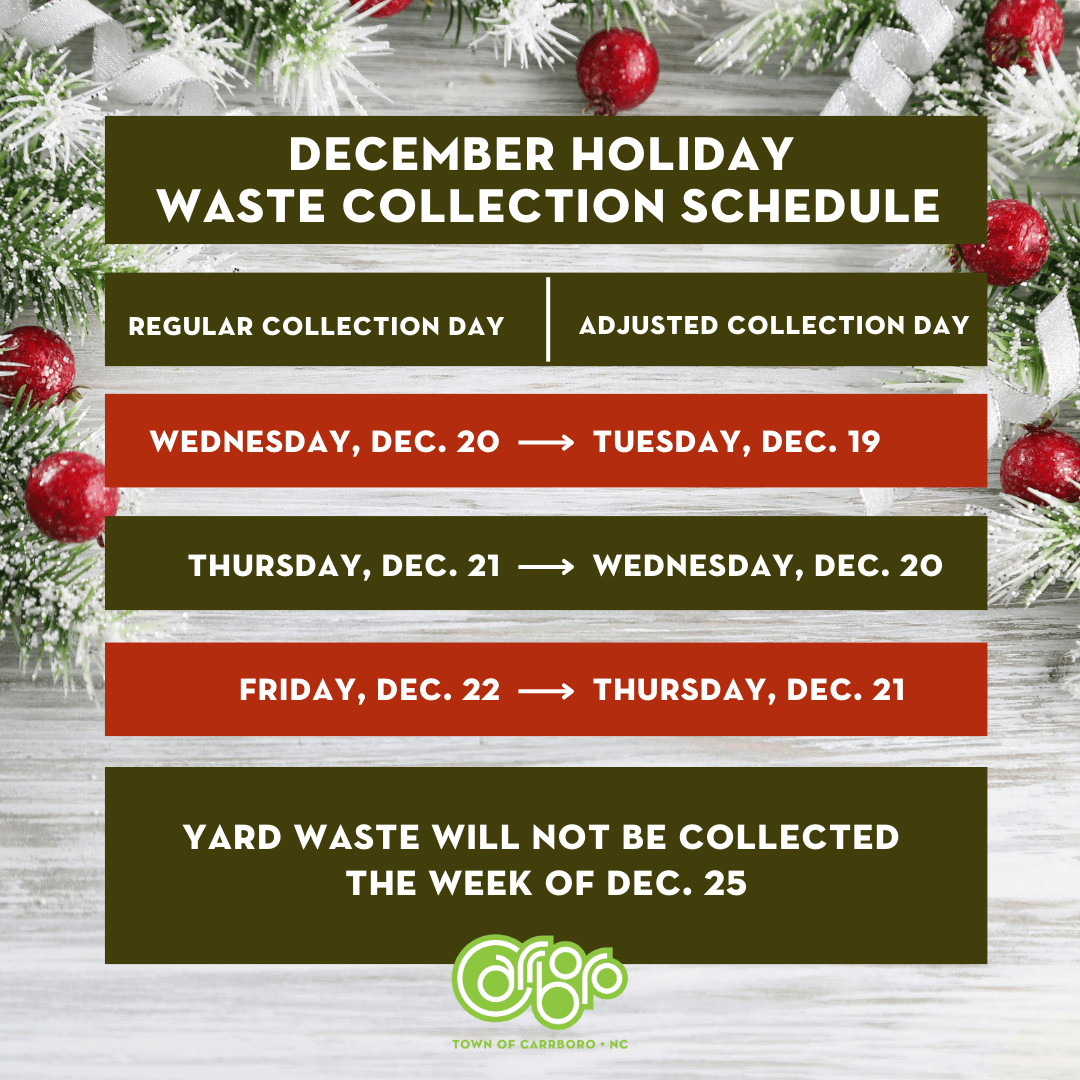 december holiday waste collection schedule