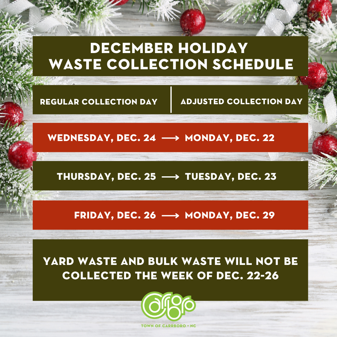 december holiday waste collection schedule