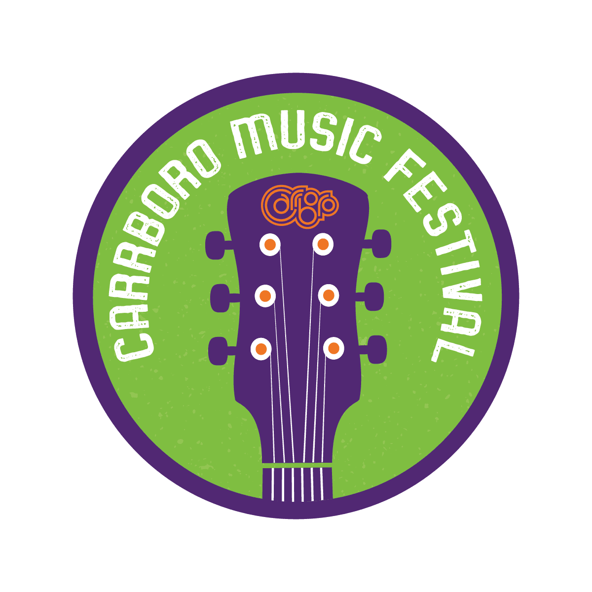 Circular Logo with Purple Guitar and Green Background